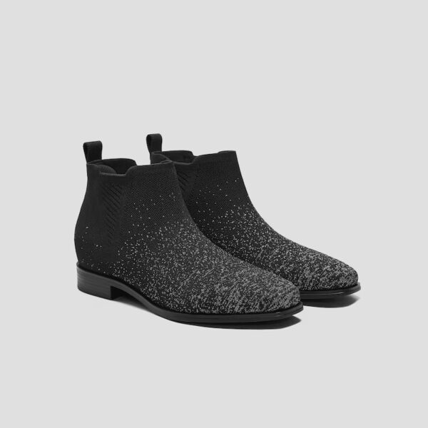 RYAN SLIP-ON 方頭切爾西靴 (黑金屬光澤防潑水)
