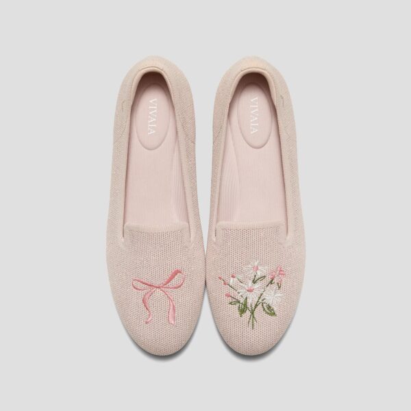 AUDREY 圓頭刺繡樂福鞋 (玫瑰金-花束)